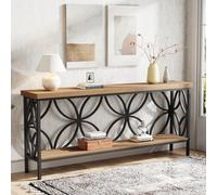 Tribesigns Table de canapé étroite de 160 cm - Table de canapé Longue Industrielle derrière Le canapé - Console d'entrée avec Rangement pour entrée, Salon, Foyer - Design Unique - Marron Clair