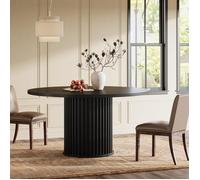 Tribesigns Table de Salle Manger Ronde 120 cm - Table a Manger Noire pour 4 Personnes - Bois - Moderne