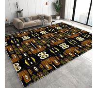 Tribu Totem Tapis 80x150 cm Visage Humain Abstrait Flanelle Tapis Chambre Lavable Facile d’Entretien Rug pour Chambre et Salon Q-135