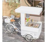 Tricycle mobile pour nourriture camion distributeur de jus, vente de nourriture de rue Tricycle avec auvent pour crème glacée, collations et boissons