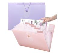 Trieur 12 Compartiments A4,2 Pièces Extensible Classeur Documents avec Etiquettes Rangement Papier Administratif,pour l'école