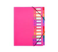 Trieur 12 compartiments Chemise Plastique a4 avec Rabat et Fermeture à Elastiques Extensible Pochettes pour Documents Multicolore Organisateur De Documents Dossiers Chemise Trieur Bureau