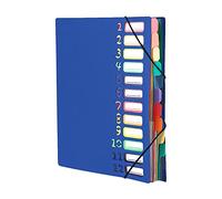 Trieur 12 compartiments Chemise Plastique a4 avec Rabat et Fermeture à Elastiques Extensible Pochettes pour Documents Multicolore Organisateur De Documents Dossiers Chemise Trieur Bureau