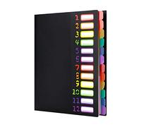 Trieur 12 compartiments Chemise Plastique a4 avec Rabat et Fermeture à Elastiques Extensible Pochettes pour Documents Multicolore Organisateur De Documents Dossiers Chemise Trieur Bureau