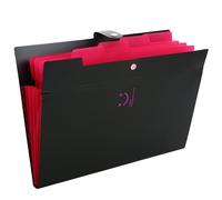 Trieur 5 compartiments Documents a Soufflet en Plastique 24x32 cm avec Fermoir Pour étudiants Noir