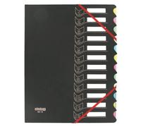 Trieur à élastiques carton / plastique Extendos 12 compartiments A4 - noir
