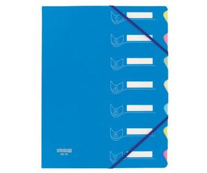 Trieur à élastiques carton / plastique Extendos 7 compartiments A4 - bleu