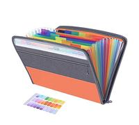 Trieur Accordeon A4 13 Compartiments,Sac de Dossier Tissu Zippée,Rangement Papier Administratif,Range Document Classeur Trieur Pochette à Soufflet,Valisette Organisateur Boite Organiseur (orange)