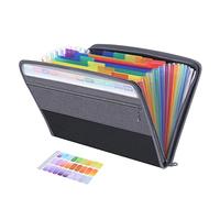 Trieur Accordeon A4 13 Compartiments,Sac de Dossier Tissu Zippée,Rangement Papier Administratif,Range Document Classeur Trieur Pochette à Soufflet,Valisette Organisateur Boite Organiseur (Noir)