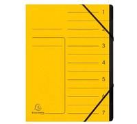 Trieur agrafé avec élastiques intérieur noir 7 compartiments - A4 - Jaune