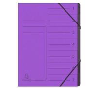 Trieur agrafé avec élastiques intérieur noir 7 compartiments - A4 - Violet