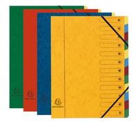 Exacompta Trieur à élastiques Harmonika A4 - 12 divisions - couleurs assorties