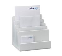Relaxdays Trieur Documents Bambou, Porte-Lettres, Système Rangement 5 Casiers, Organiseur Bureau 23x24,5x20,5cm, Blanc