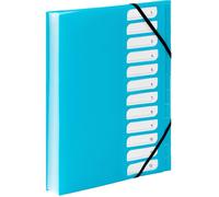 Trieur de documents A4 - SWAPY - 12 compartiments - Format A4 - Fermeture par élastique - Bleu turquoise