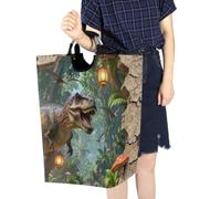 Trieur de linge mural 3D avec dinosaure et forêt imperméable | Étanche avec poignée robuste pliable pour livre