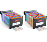 Trieur Document 25 Compartiments A4, Extensible Classeur A4 Accordéon Range Document Bureau, Rangement Papier Administratif (Lot de 2)