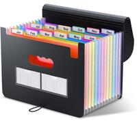 Trieur Document A4 - 12 Pochettes Rangement Papier Administratif - Noir, avec Couvercle - Dossiers de Fichiers Accordéon Organiseur