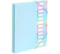 Trieur Document A4 Avec 12 Compartiments-Organisateur De Bureau Extensible-Porte Document A4 Avec Index-Rainbow Pastel Bleu