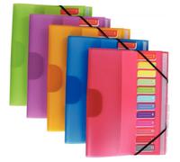 Trieur en polypropylène 3 rabats + élastiques COLOR FRESH 12 compartiments, coloris assortis