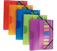 Trieur en polypropylène 3 rabats + élastiques COLOR FRESH 8 compartiments, coloris assortis