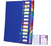 Trieur extensible A4 12 poches bleu classeur intercalaires blue CLASSEUR