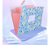 Trieur extensible A4 en plastique imprimé floral Bleu | Fermeture à bouton-pression étanche et résistante aux déchirures pour le rangement de documents à domicile, au bureau