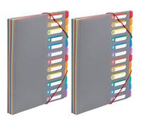 Trieur extensible A4 - SWAPY - 12 compartiments - Fermeture élastique - Gris - Polypropylène - Format A4