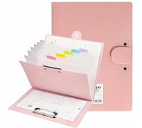 Trieur extensible avec 8 poches, rose | Classeur accordéon multifonction 2 en 1 avec étiquettes, organiseur de documents portable avec clip, format lettre