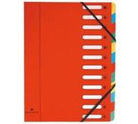 Trieur HARMONIKA® à fenêtres avec élastiques véritable carte lustrée 12 compartiments - Couleurs assorties