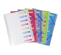 Exacompta 10x Trieur PP 3 rabats 8 compartiments Couleurs assorties 56189E