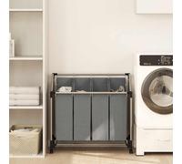 vidaXL Panier à linge à roulettes 4 compartiments gris