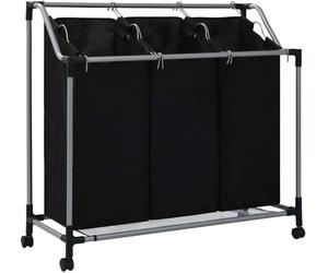 Trieuse à linge avec 3 sacs Noir Acier