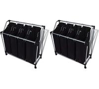 Trieuses à linge avec sacs 2 pcs Noir et Gris