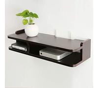 TriGold 2 Niveau Mural Console Multimédia,Bois Moderne Flottante étagères TV Mur Suspendu Console De Télévision pour Cable Box Set-routeur WiFi De La Boîte Supérieure C 60x20x12cm(24x8x5inch)