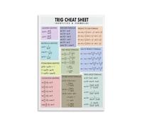 Trigonometry Formula Poster Identities Math Classroom Study | Pythagorean Reciprocal Co-function Sum Difference Double Angle Reference(Framed,12X18inch(30X45cm))