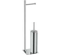 TRILLY Support avec porte-papier toilette et brosse WC, carré, chromé
