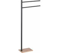 TRILLY Support avec porte-serviettes, carré, noir mat/bambou