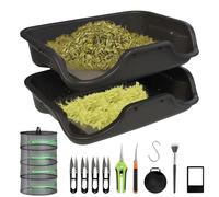 Trim Tray Bin Bac de coupe avec tamis à pollen de 150 microns, 2 ciseaux, 4 ciseaux de coupe, brosses, loupe et filet de séchage à 4 niveaux pour pollen et filtre à herbes