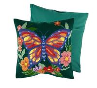 Trimits Half Stitch Tapisserie Kit de coussin au point de croix, dos de coussin inclus, toile pré-imprimée, fil et aiguille inclus 40 x 40 cm (15,75 x 15,75 in) - Papillonne