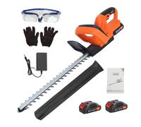 Trimmer de la haie électrique, coupe-herbe sans fil 21V avec une lame double face, coupe-haies à main rechargeable, coupe-buisson longue, comprend 2 batteries, chargeur, gardien colonne, manche Ora