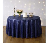 Trimming Shop 1 pièce Nappe à paillettes bleu marine 127 cm ronde Nappe brillante à paillettes scintillantes pour fêtes, réceptions de mariage, banquets, anniversaires, baby shower, festival