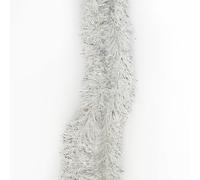 Trimming Shop Guirlande de Noël argentée et blanche de 6.5ft / 2 m, guirlande de sapin de Noël brillante métallique fine torsadée pour fête festive, célébration de vacances, décorations à suspendre
