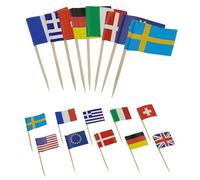 Trimming Shop Lot de 50 décorations de gâteaux en Forme de Drapeau de 10 Pays différents - pour la Coupe du Monde 2022 - Mini Piques à Cocktail, Sandwich, Nourriture, Fruits, café, événements royaux,