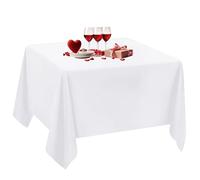 Trimming Shop Nappe Blanche en Coton pour Table Carrée Nappe pour Fête de Noël Mariages et Autres Événements 90 X 90 inches - Tissu Lavable Protection et Décoration de Table, (Une pièce)