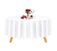 Trimming Shop Nappe Blanche en Coton pour Table Ronde - Nappe pour Fête de Noël Mariages et Autres Événements 335 cm - Tissu Lavable Protection et Décoration de Table, (Une pièce)