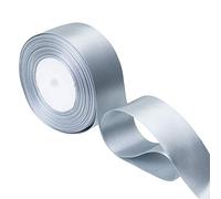 Trimming Shop Ruban Complet argenté 25 mm x 25 mètres, Satin Double Face, Couleur vive, 100% Polyester, pour l'emballage de Cadeaux, la décoration, Les Loisirs créatifs, Lavable en Machine