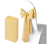 Trimming Shop Satin Sash Wedding Chair Cover Sashes Band Wider Fuller Bows Ribbon for Reception Birthday Banquet Party Decoration, 7” x 108” (18 x 274cm), Champagne Doré, 25pcs