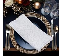 Trimming Shop Serviettes de Noël en tissu, 20 pièces (50,8 x 50,8 cm), 100% serviettes en tissu de cuisine en polyester, serviettes de table à motif tourbillon damassé pour la maison, l'hôtel, le