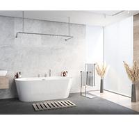 Barre de rideau de douche en aluminium argenté brillant 70x165x70 cm sans obstacle adapté à la baignoire, en forme de U, y compris les supports de plafond, y compris les anneaux