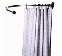 Tringle à Rideau De Douche En Forme De L Extensible En Acier Inoxydable,tringle Rideau Arrondie Pour Angle,sans Perçage /forage,pour Coin De Douche/salle De Bain(Size:C 90-130cm x 90-130cm,Color:Noir)